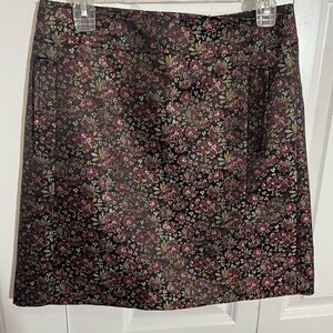 LOFT Floral Skirt - Black and Pink